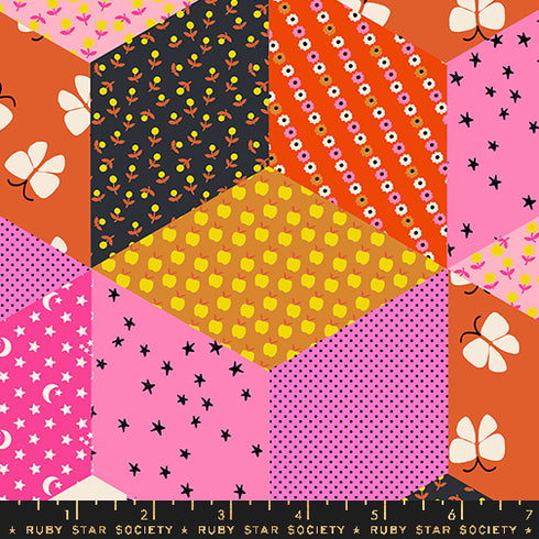 Ooh Lucky Lucky Tumbling Blocks Patchwork in Pink RS4112 11 - Ruby Star Society Sold by the Half Yard